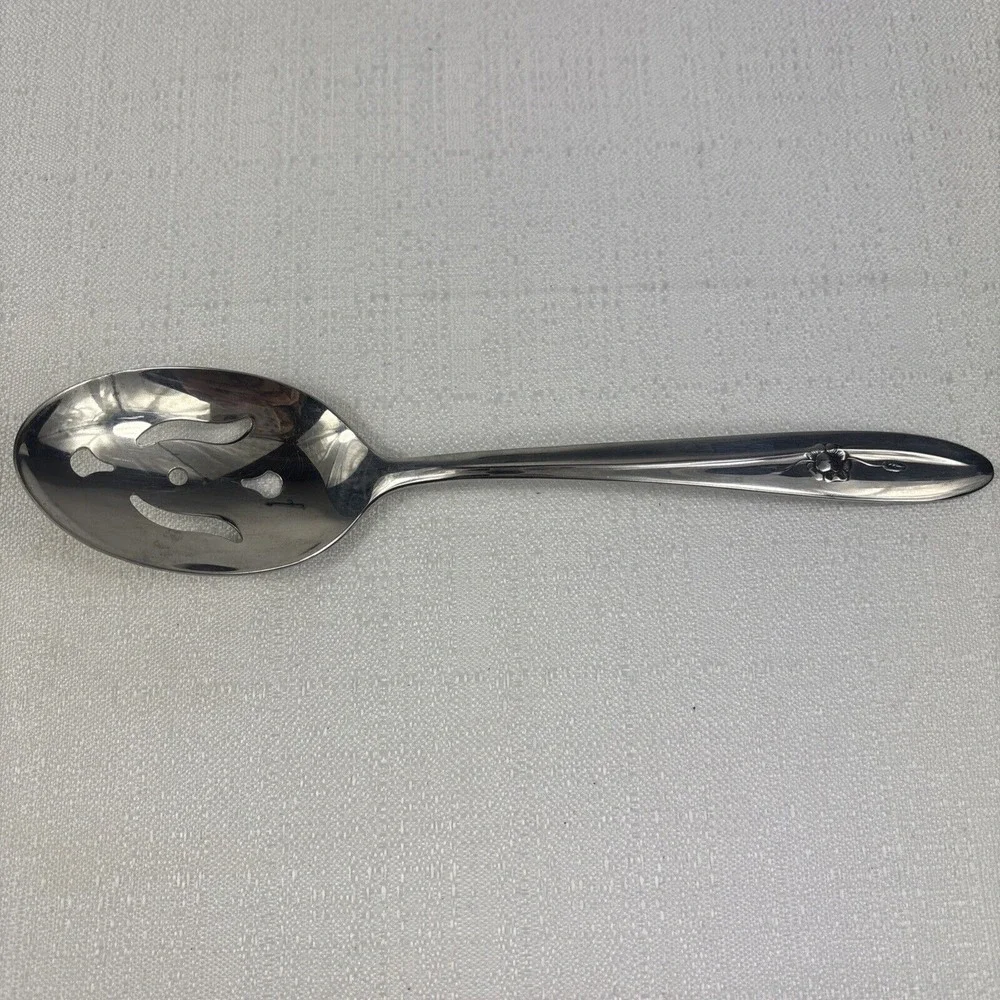 Sears Roebuck‎ Provincial Rose Pierced Slotted Serving Spoon 8 3/8